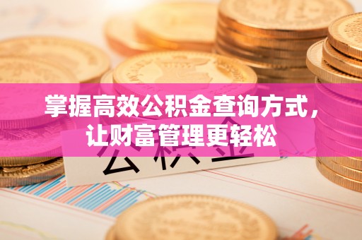 兰州掌握高效公积金查询方式，让财富管理更轻松